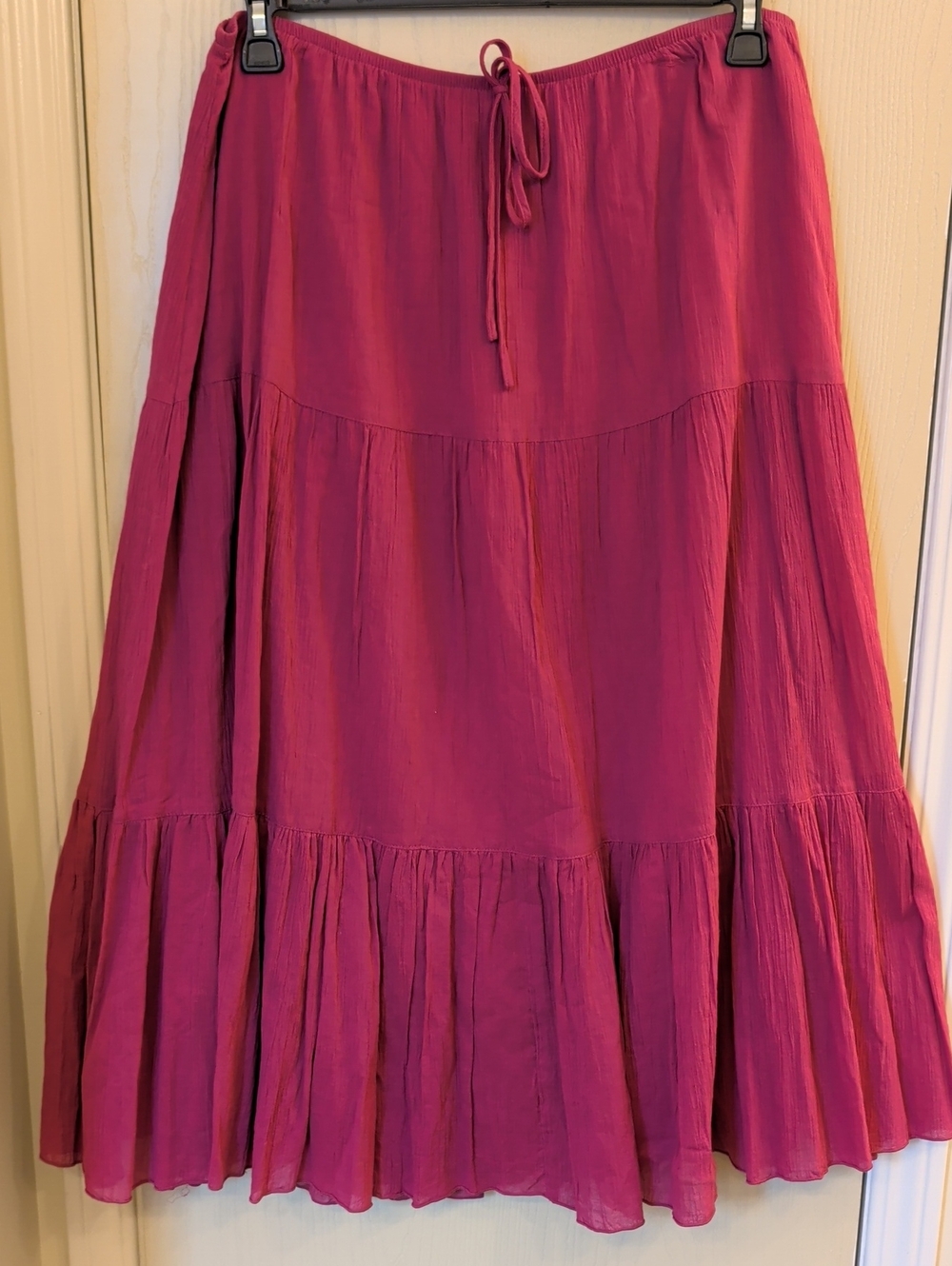 Sapphire Star Women's Magenta Tiered Gauze Midi Skirt Size 18 100% Cotton Lined